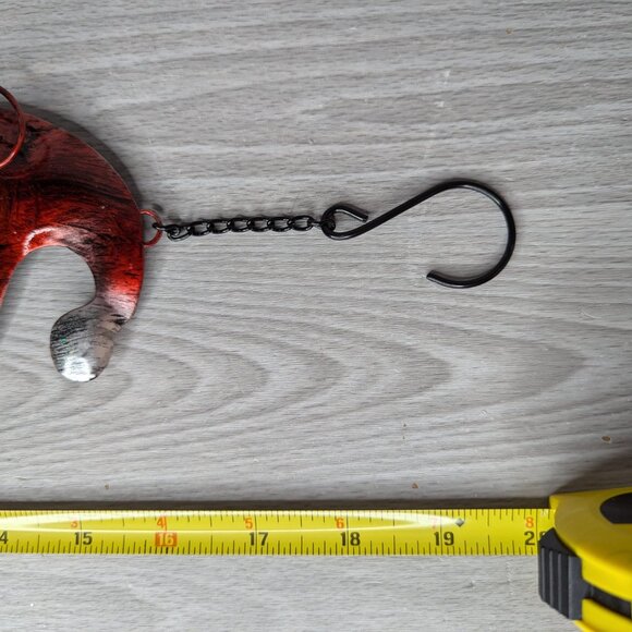 Iridescent Metal & Glass Hanging Santa Decoration 20" Long Christmas Red & White - Picture 7 of 8